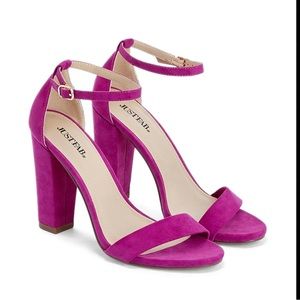 NWOT JUSTFAB PURPLE MAKEMBA BLOCK HEEL SANDAL